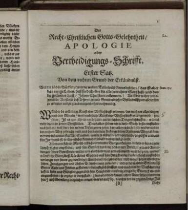 Recht-Schriftlichen Gotts-Gelehrtheit/ Apologie oder Jertheidigungs-Schrift
