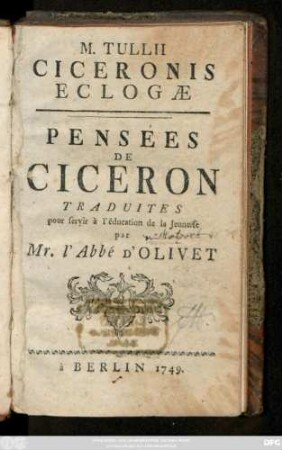 M. Tullii Ciceronis Eclogæ