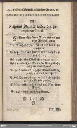XII. Crispins Beweis wider den zureichenden Grund