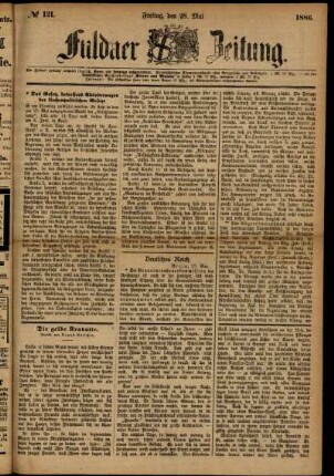Ausgabe vom Freitag, den 28. Mai 1886.
