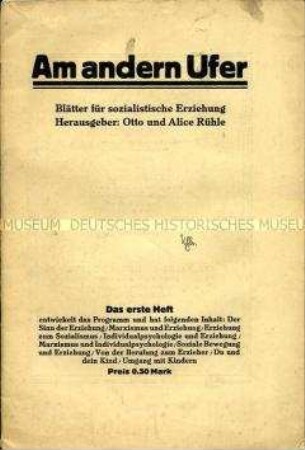 Heft 1 aus der Reihe "Blätter für sozialistische Erziehung"
