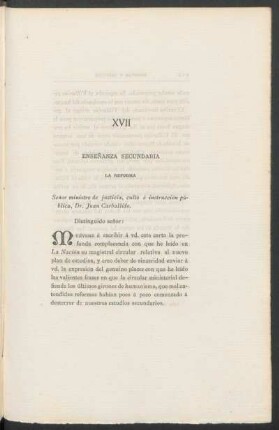 XVII - Enseñanza secundaria : La reforma