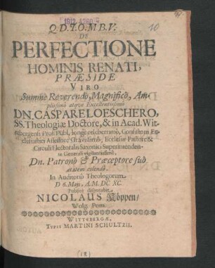 De Perfectione Hominis Renati