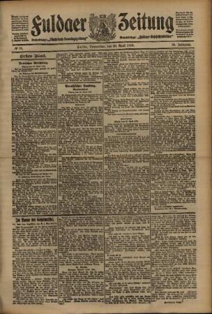 Erste Ausgabe vom Donnerstag, den 29. April 1909.