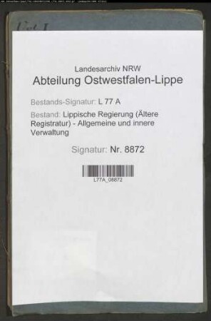 Begradigung der Landstraße vor Varenholz, Bd. 1