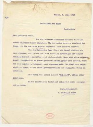 Brief an Paul Telemann und Karl Telemann : 04.07.1914
