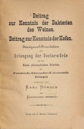 Beitrag zur Kenntnis der Bakterien des Weines