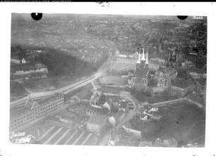 Erfurt, Altstadt von Westen: Brühl (Gewehrfabrik), Dom, Severikirche, Domplatz