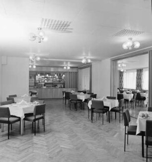 Johanngeorgenstadt, FDGB-Ferienheim : FDGB Erholungsheim "Helmut Lehmann". Blick in den Speiseraum