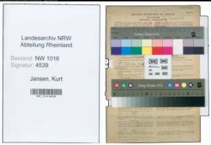 Entnazifizierung Kurt Jansen , geb. 28.11.1907 (Lehrer)