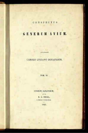 T. 2: Conspectus generum avium. T. 2