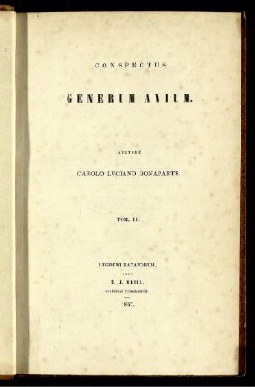 T. 2: Conspectus generum avium. T. 2