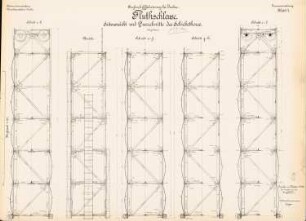 Großschiffahrtsweg, Breslau Flutschleuse: Schiebetor: Seitenansicht, Schnitte 1:20