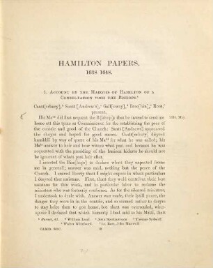 The Hamilton papers being selections from original letters in the possession of the Duke of Hamilton and Brandon, relating to the years 1638 - 1650