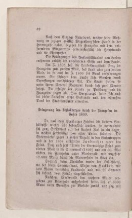 Belagerung des Schloßberges durch die Franzosen im Jahre 1809