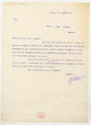 Brief an Rudi Stephan : 21.04.1914