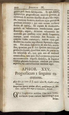 Aphor. XXV. Prognosticum a sanguinis excretione. - Aphor. XLIII. De eventu tertianarum.
