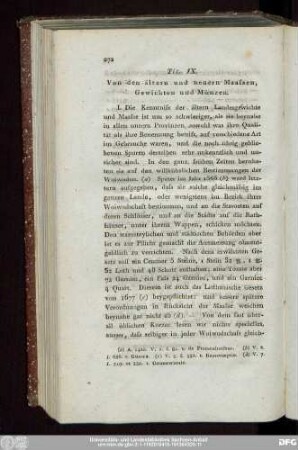 Tit. IX. Von den ältern und neuern Maassen, Gewichten und Münzen.