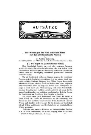 Die Weisungen der vier ethischen Ideen für das gesellschaftliche Wollen