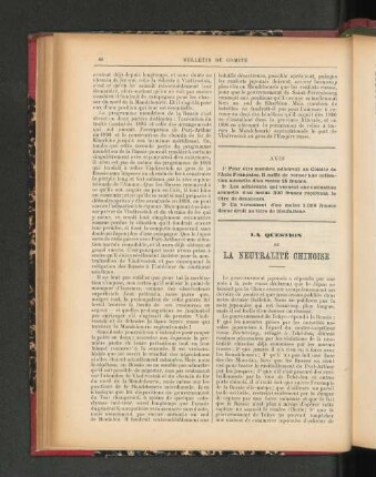 La Question de la Neutralité Chinoise.