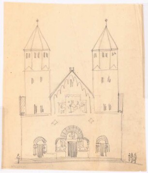Kirche, Haren/Ems: Skizze der Vorderansicht