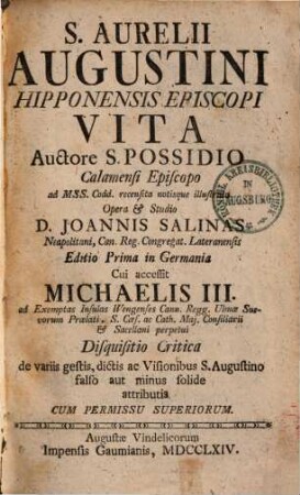 S. Aurelii Augustini Hipponensis Episcopi vita