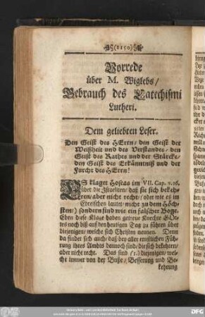 [14.] Vorrede über M. Wiglebs/ Gebrauch des Catechismi Lutheri.