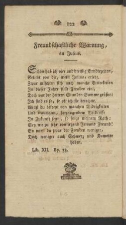 Freundschaftliche Warnung, an Julius