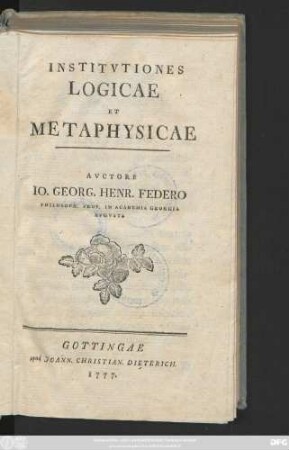 Institvtiones Logicae Et Metaphysicae