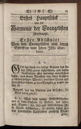 Erstes Hauptstück von der Harmonie der Evangelisten überhaupt.