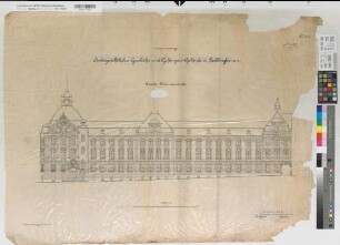 Recklinghausen (Recklinghausen) Amtsgericht und Gefängnis Ansicht Reitzensteinstraße 1907 1 : 100 73 x 105 Zeichnung Erberich Staatshochbauamt Münster