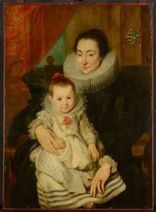 Marie Clarisse (?), Gattin des Jan Woverius, mit ihrer Tochter
