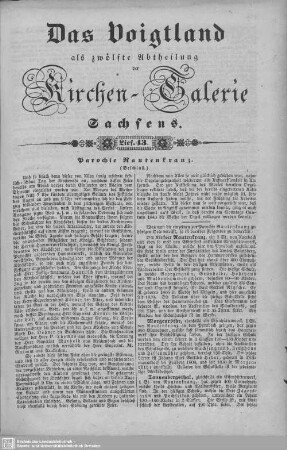 Parochie Rautenkranz (Beschluß), Die Parochie Schönheide, Jößnitz, Parochie Landwüst, Oberlosa und Straßberg : 43. Lieferung