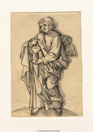 Evangelist Johannes, von vorn, den Kelch auf der Linken, den er mit der Rechten segnet