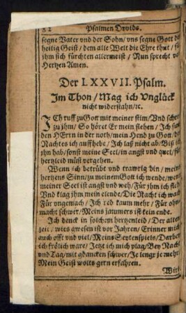 Der LXXVII. Psalm.