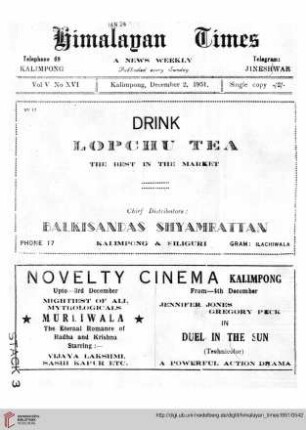 No. XVI (02 December 1951)