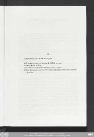 II. L'Antisémitisme En Turquie