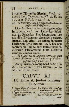 Caput XI. De Titulis & Juribus omnium Principum.