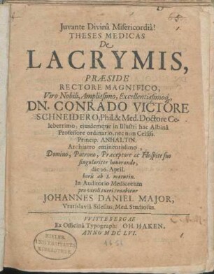 Theses Medicas De Lacrymis