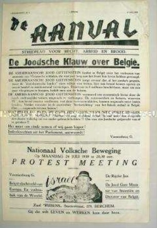 Monatszeitung der faschistischen Bewegung in Belgien "De Aanval"