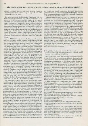 Referate über theologische Dissertationen in Maschinenschrift
