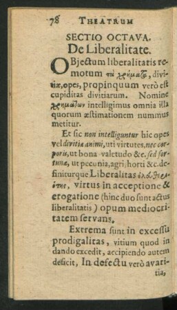 Sectio Octava. De Liberalitate.