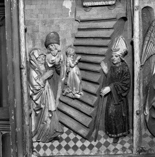 Schöllenbacher Altar — Linker Altarflügel - Szenen aus dem Marienleben — Darbringung Marias im Tempel