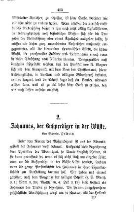 Johannes, der Bußprediger in der Wüste