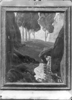 Badende unter einem Fels : Badende unter einem Fels (mit Rahmen). Öl/Leinwand; nach 1900