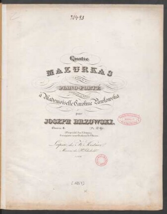 Quatre Mazurkas pour le Piano-Forte Oeuvre 8.