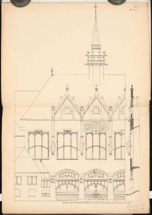 Volksbibliothek Schinkelwettbewerb 1902: Fassadendetail. Ansicht 1:50