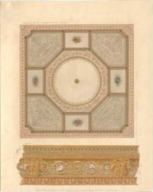 Kreuter, Franz Jakob; München; Boudoir der Gräfin Bassenheim - Plafond u. Gesimse (Ansicht, Detail)