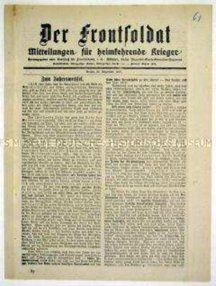Mitteilungsblatt für Kriegsheimkehrer "Der Frontsoldat"