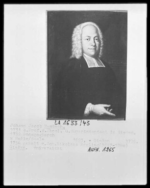 Bildnis des Giessener Universitätsprofessors Johann Jacob Rambach